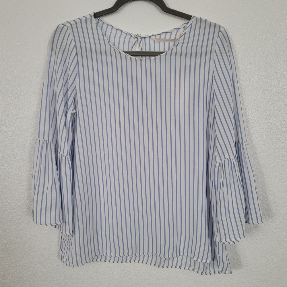 ZARA NWT! trf_collection_ white & blue striped blouse size M